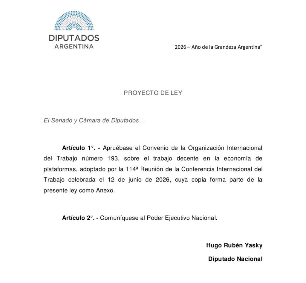 Presentan un proyecto de Ley para revertir la Reforma Laboral y que Argentina se sume al Convenio 193 de la...