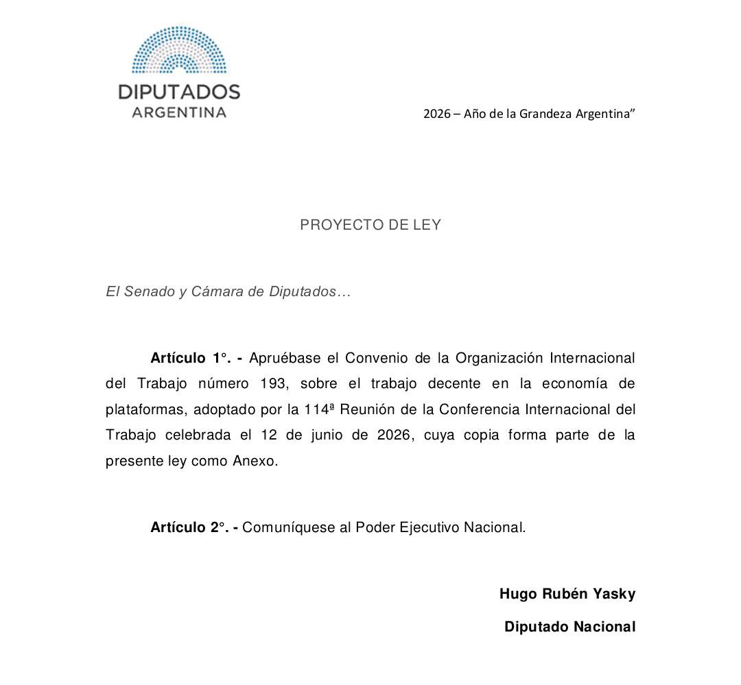 Presentan un proyecto de Ley para revertir la Reforma Laboral y que Argentina se sume al Convenio 193 de la…